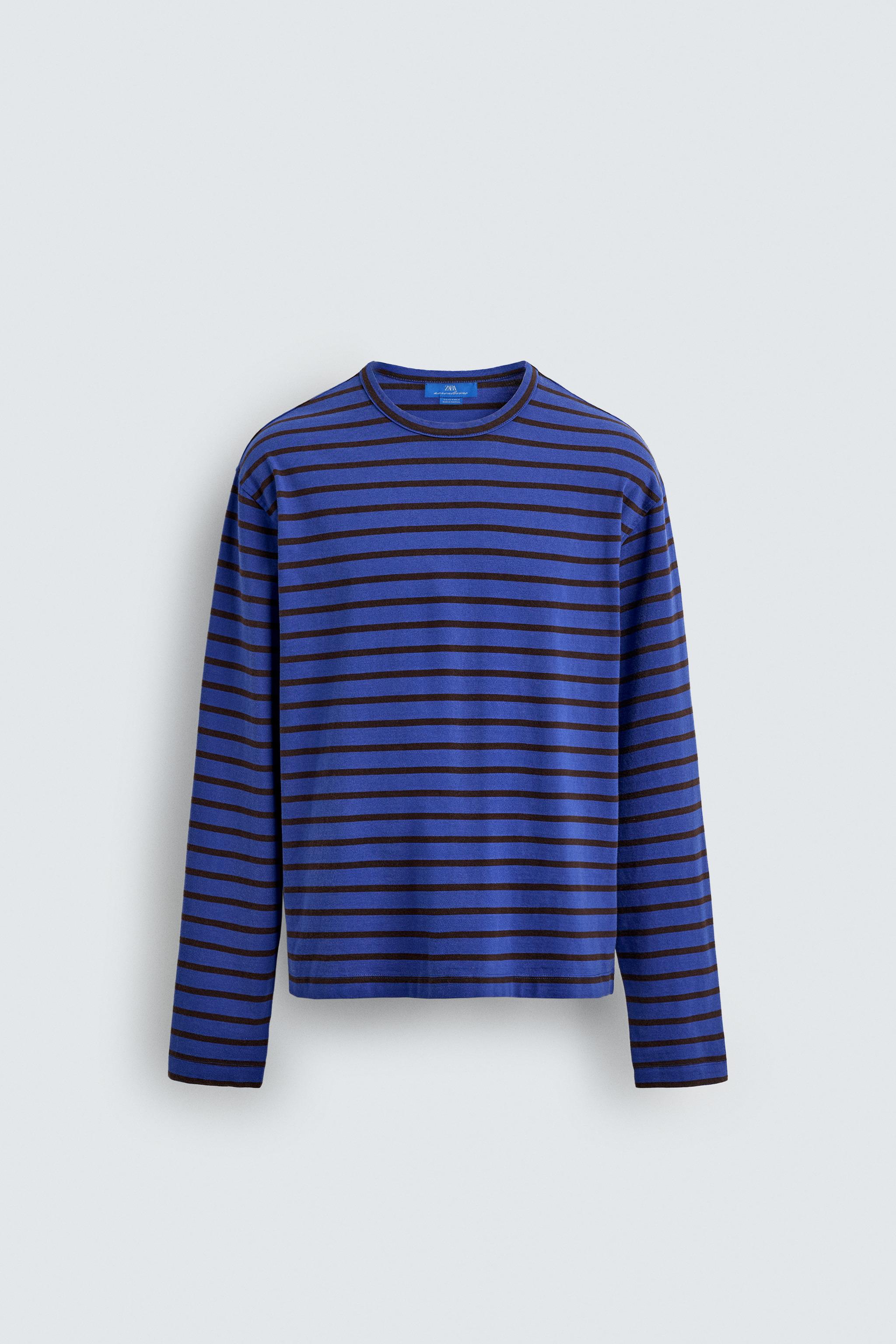 STRIPED JACQUARD T-SHIRT AARON LEVINE X ZARA - Brown-Blue | ZARA