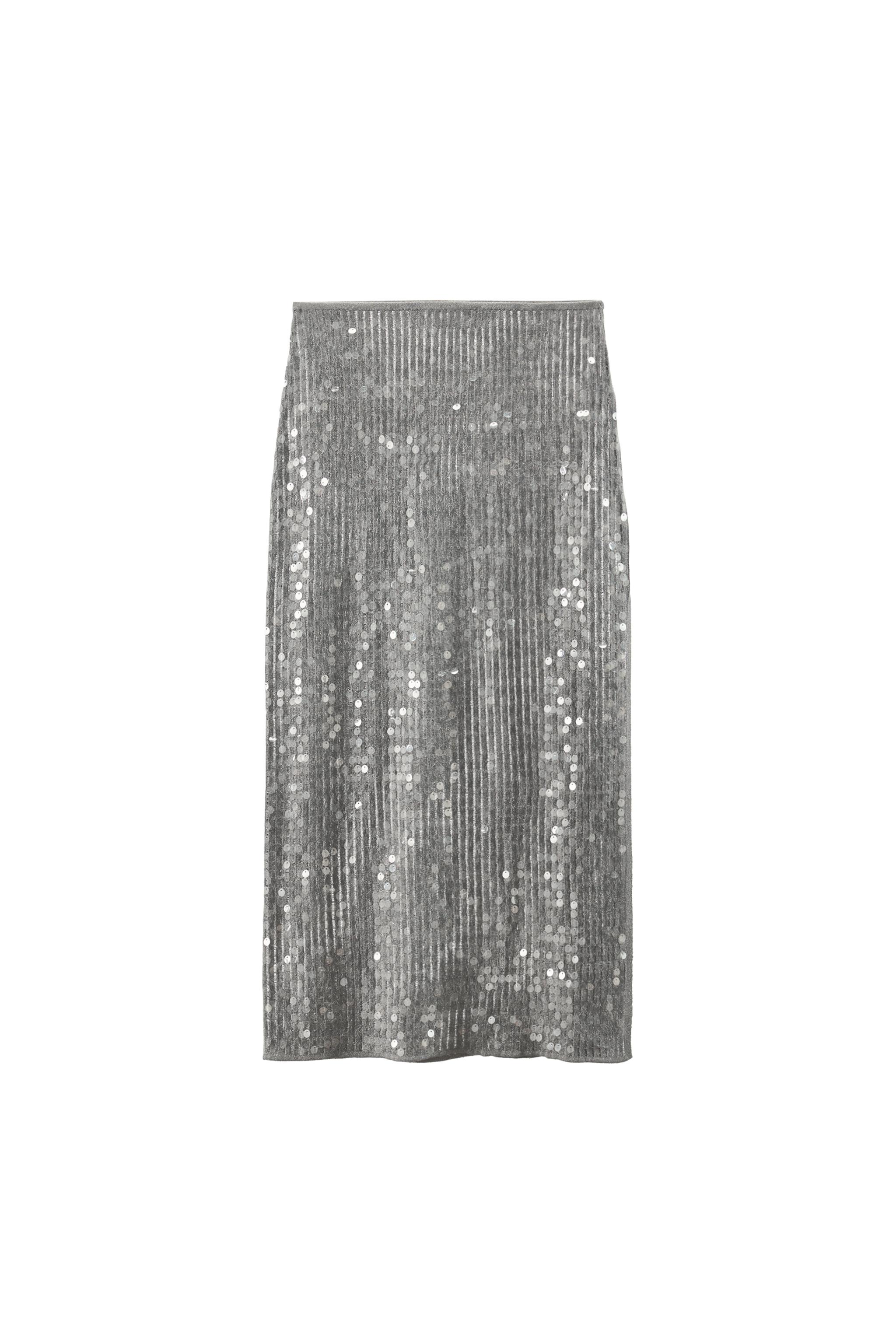 SEQUIN SLIT MIDI SKIRT - Gray marl | ZARA United States
