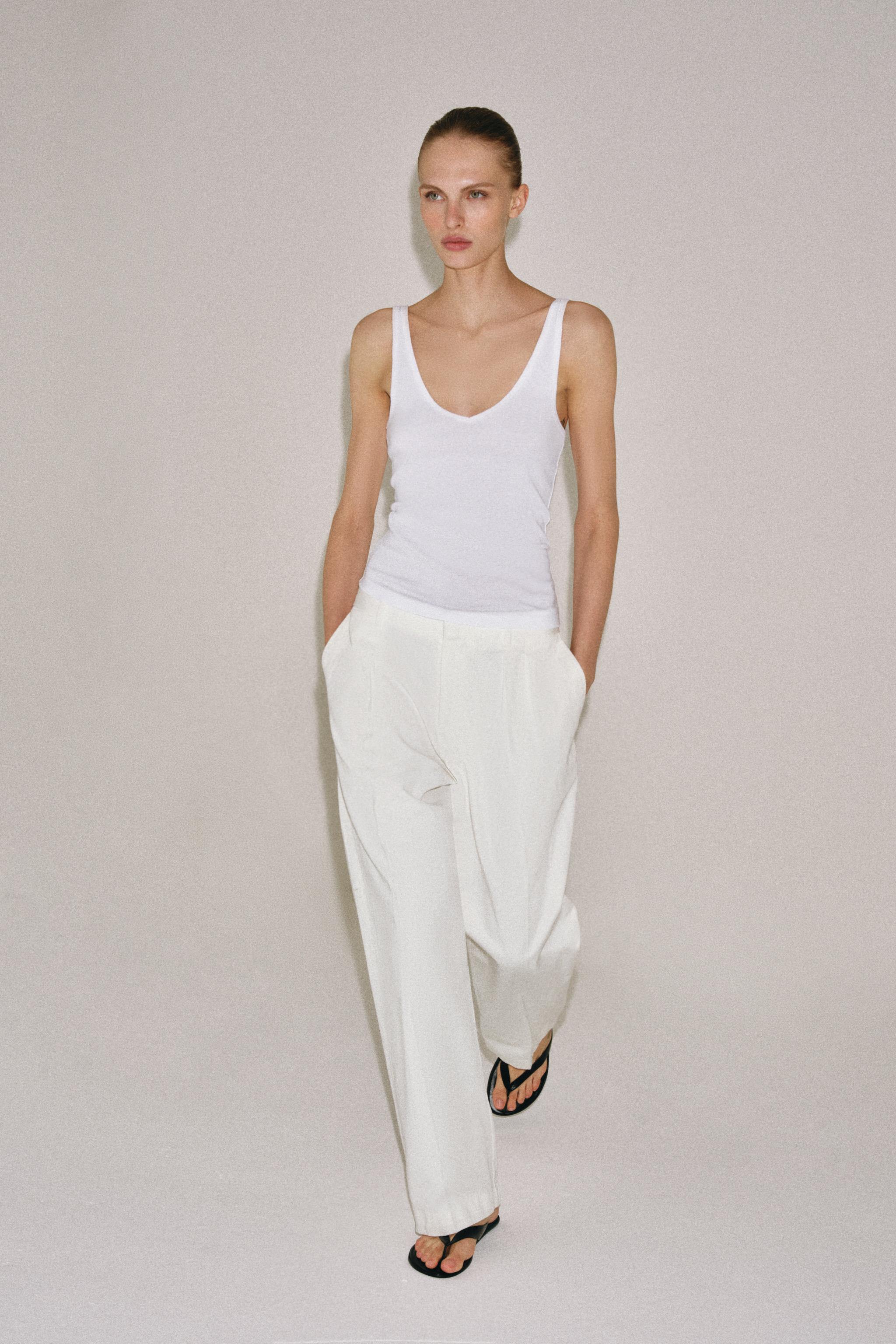 COTTON STRAP TOP — White