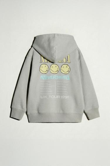 SWEAT À CAPUCHE NIRVANA ® - Gris perle de Zara