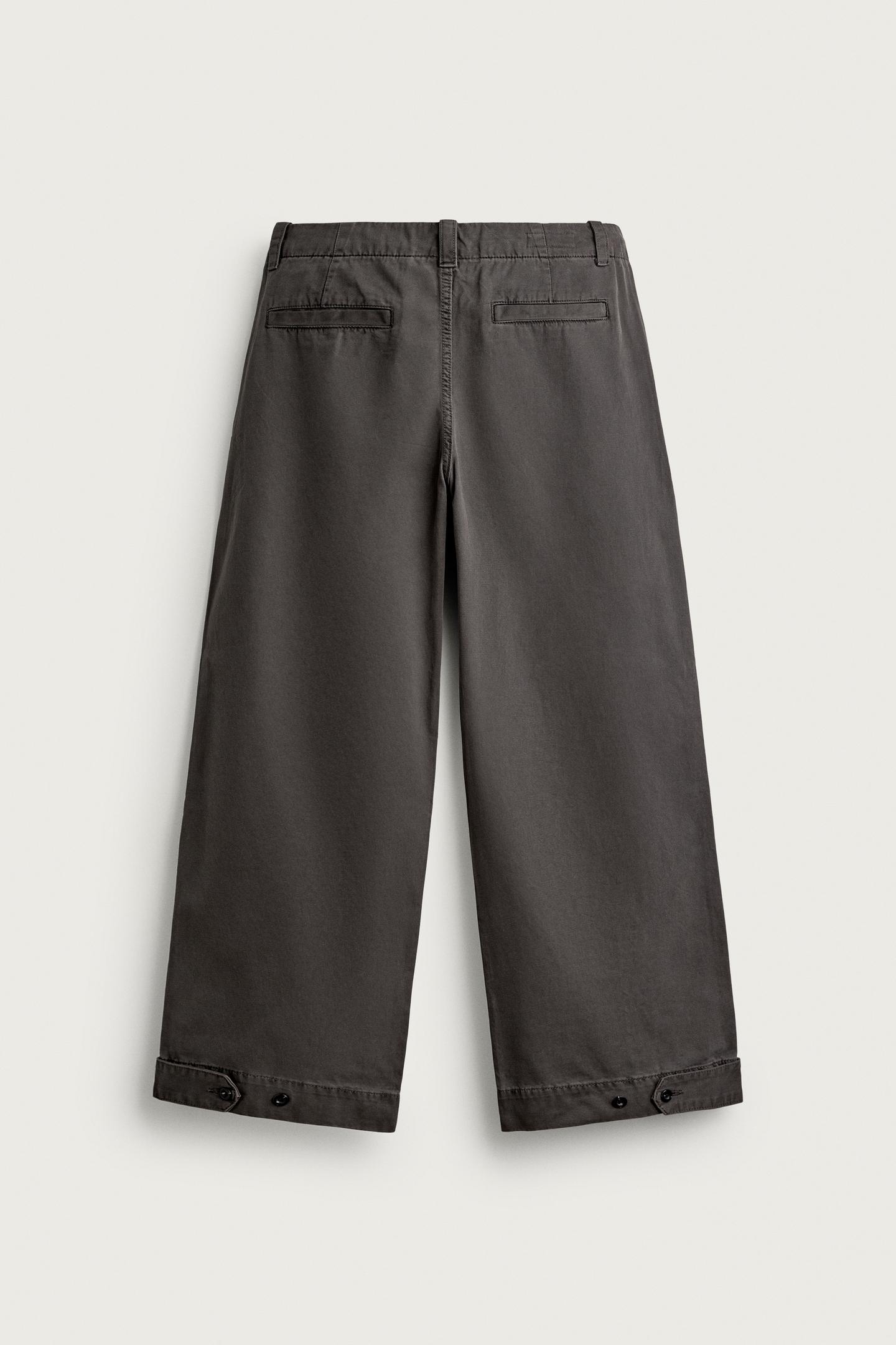 Мужские брюки Zara Wide-Fit Chino, цвет: Коричневый — фото 7