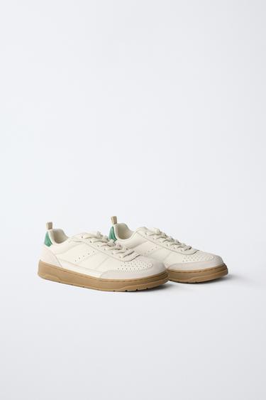 TENNIS EN CUIR PIEDS NUS - Blanc de Zara - Image 1