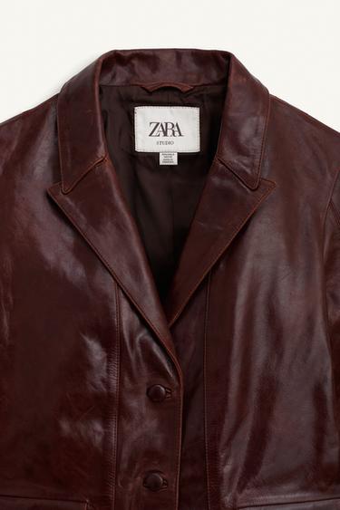 BLAZER COURTE 100% CUIR LIMITED EDITION - Bordeaux de Zara - Image 6