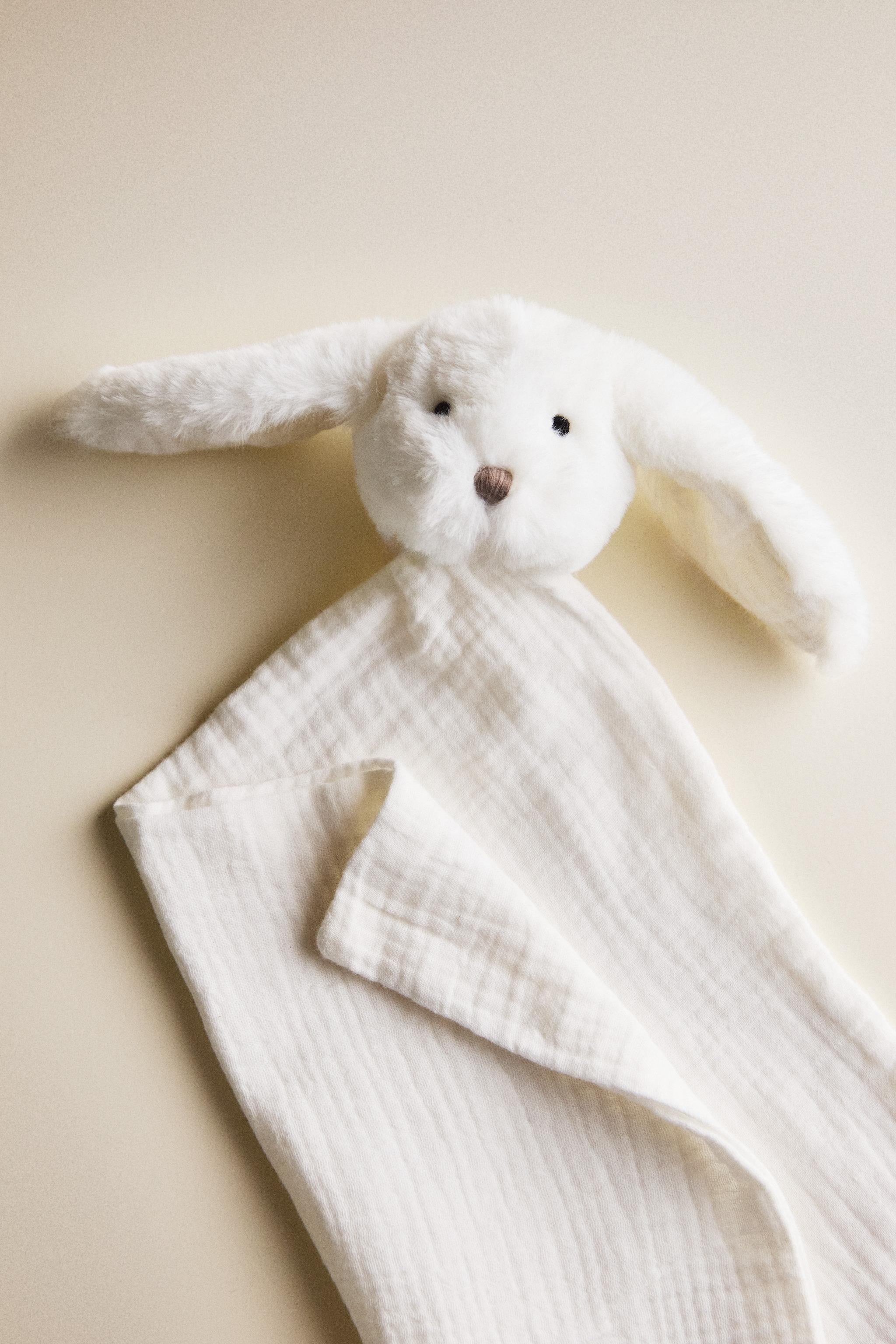 BABY SECURITY BLANKET RABBIT — White