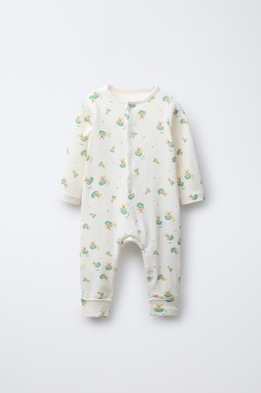 BEAR PRINT CONVERTIBLE FOOT SLEEPSUIT - Ecru by Zara - Image 2