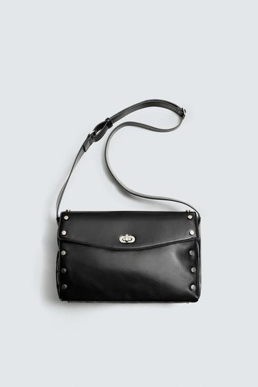 Zara METALLIC DETAIL CROSSBODY BAG - Black