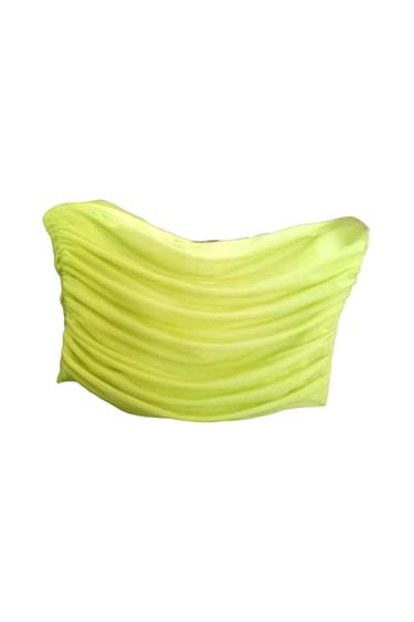 NEON GREEN ORGANZA DRAPPED BANDEAU TOP