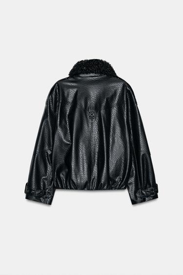 FAUX LEATHER BOMBER JACKET ZW COLLECTION - Black by Zara - Image 8