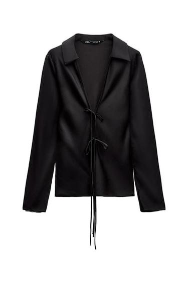 SATIN SHIRT WITH BOWS