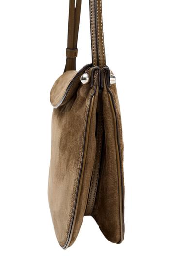 BOLSO SOLAPA PIEL - Verde de Zara