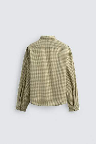 CHEMISE À CARREAUX BRODÉE - Vert clair de Zara - Image 7