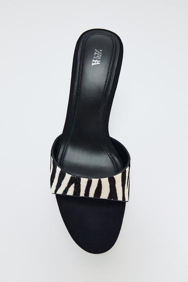 SANDALIA PIEL CON PELO ESTAMPADO - Multicolor de Zara
