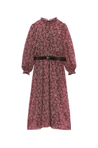 PRINTED DRESS WITH BELT