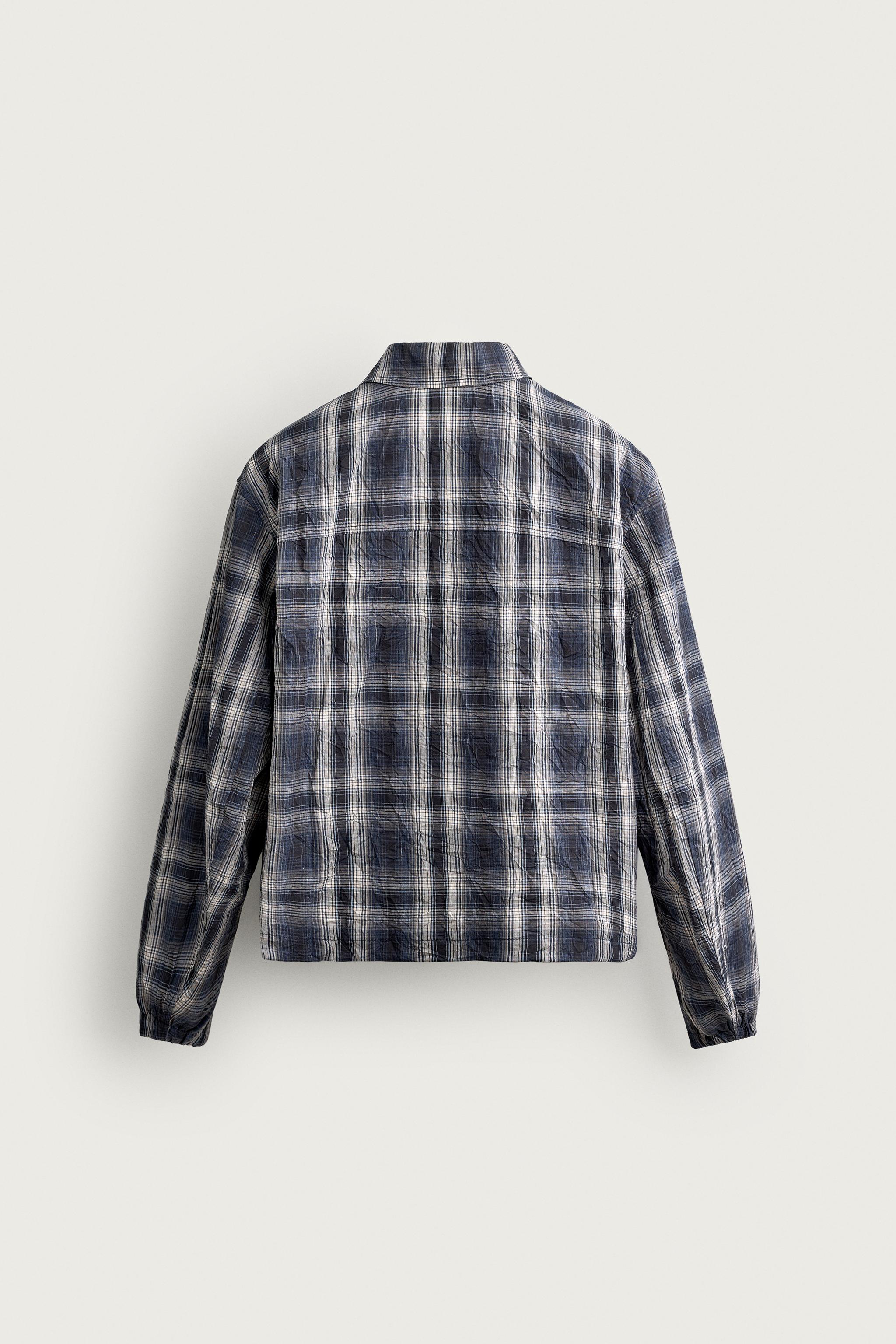 Zara KARELİ RELAXED FIT CEKET görsel 7