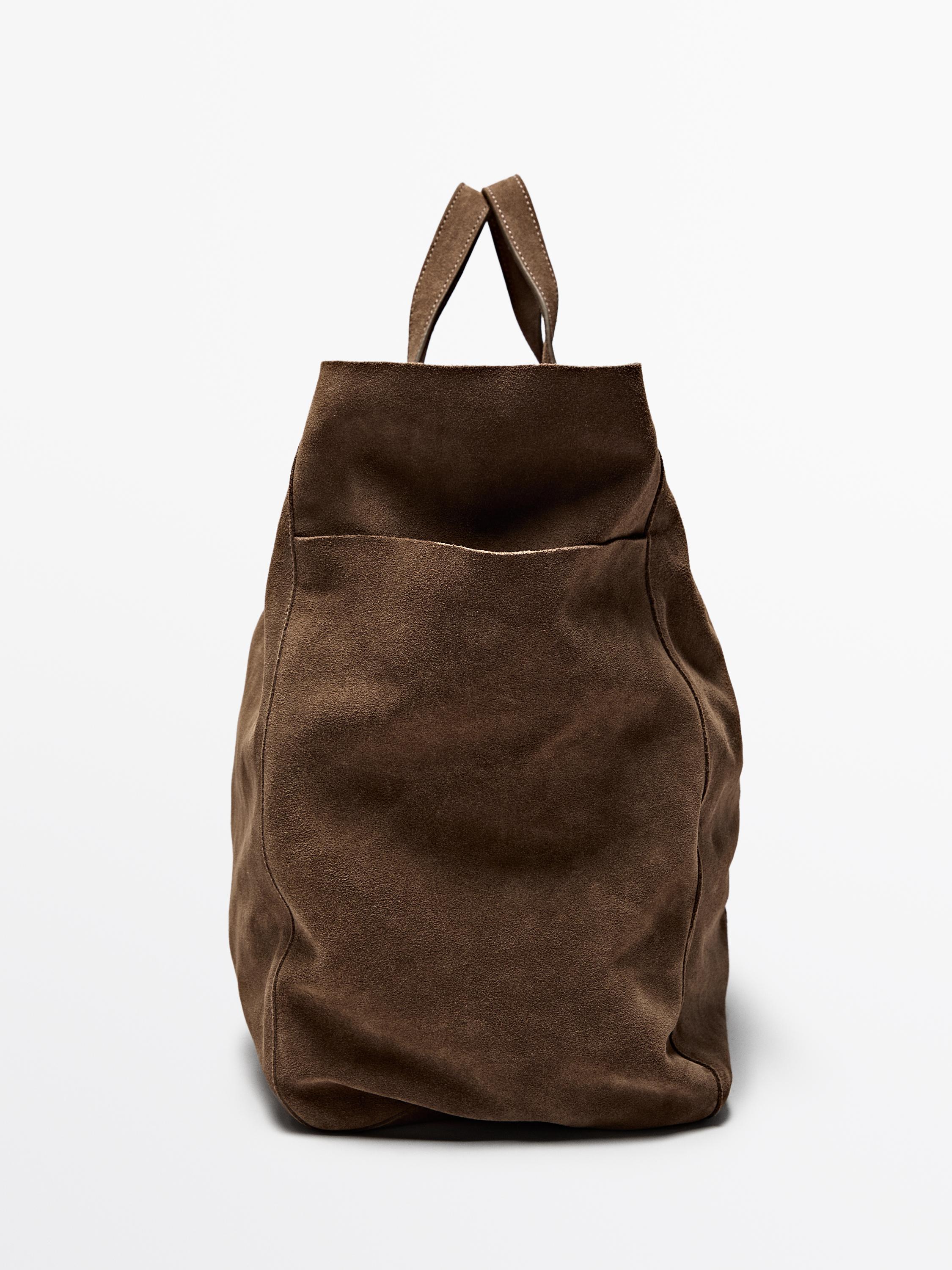 Grand sac cabas en croûte de cuir