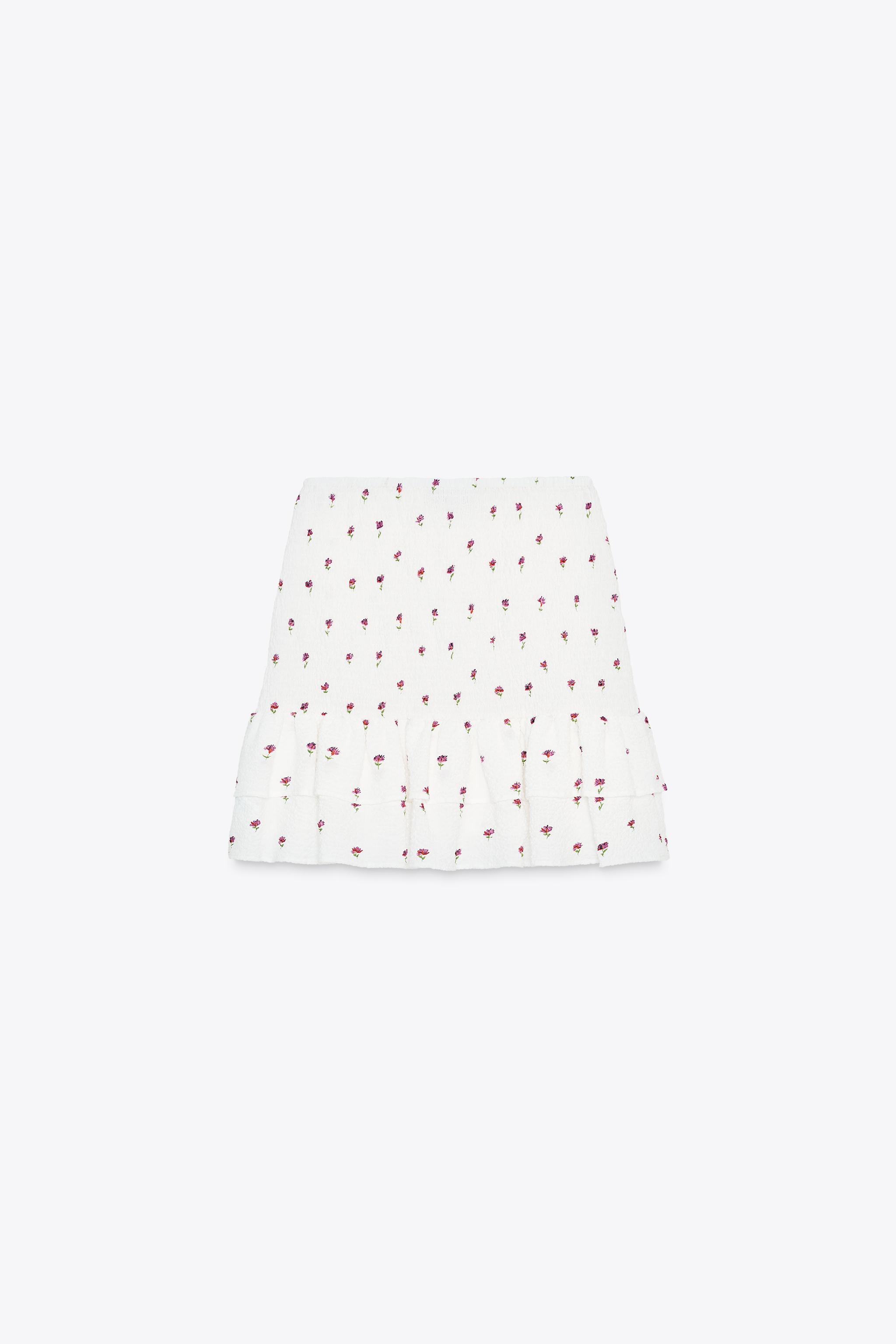 【ZARA】フローラル柄ミニスカート 3537/672/046 FLORAL PRINT MINI SKIRT - Pink / White | ZARA United States