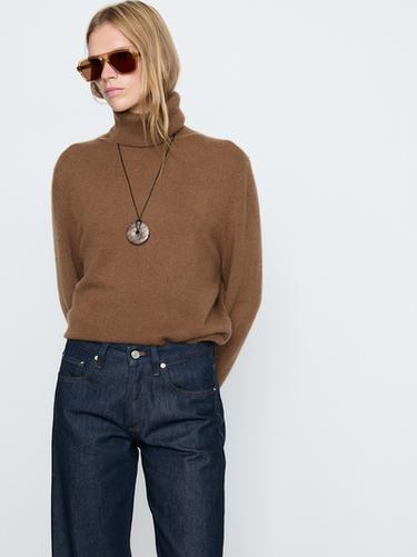 Jeans tiro medio wide leg full length - Azul de Zara