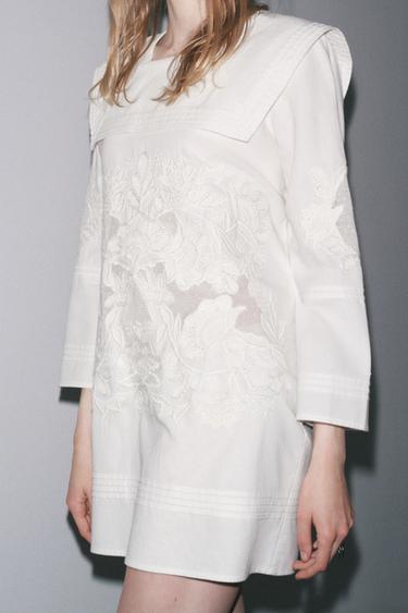 ZW COLLECTION EMBROIDERED SHORT DRESS - White by Zara - Image 4