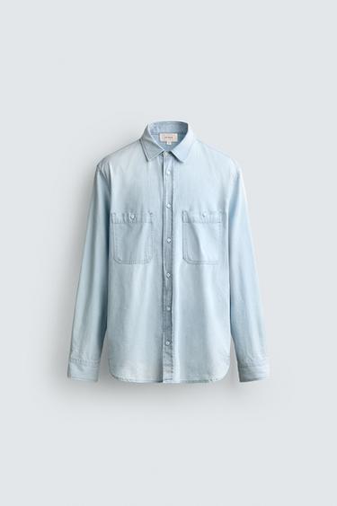REGULAR FIT DENIM SHIRT - Blue by Zara