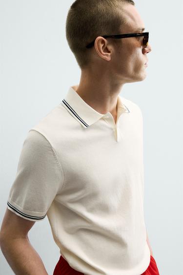 POLO EN MAILLE REGULAR FIT CONTRASTE - Blanc de Zara - Image 5
