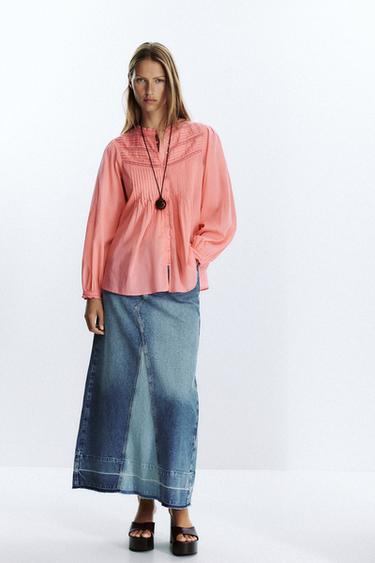 BLOUSE ROMANTIQUE DENTELLE - Rose de Zara