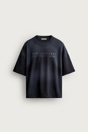 WASHED RELAXED FIT T-SHIRT - Blue by Zara