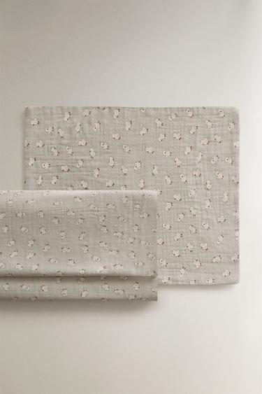 CHICK COTTON MUSLIN BABY SHEET SET - رمادي داكن الخاص بـ Zara - صورة 0