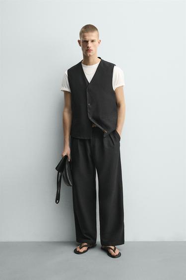 Zara LINEN - WOOL VEST - Black - Image 0