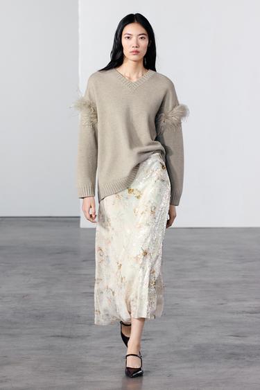 JERSEY OVERSIZE 100% LANA PLUMAS - Visón de Zara - Imagen 0