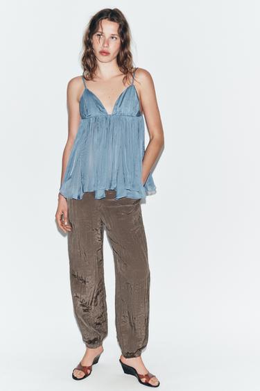 TOP TIRANTES FLUÍDO - Azul de Zara