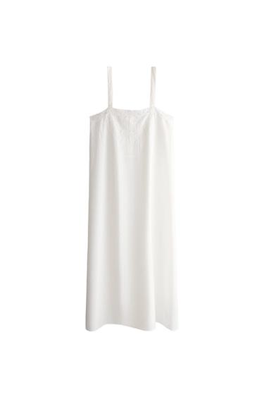 EMBROIDERED COTTON NIGHTDRESS - Oyster-white by Zara