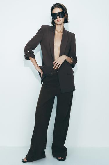 BLAZER DE MANGA DOBRADA - Marrom da Zara - Imagem 0