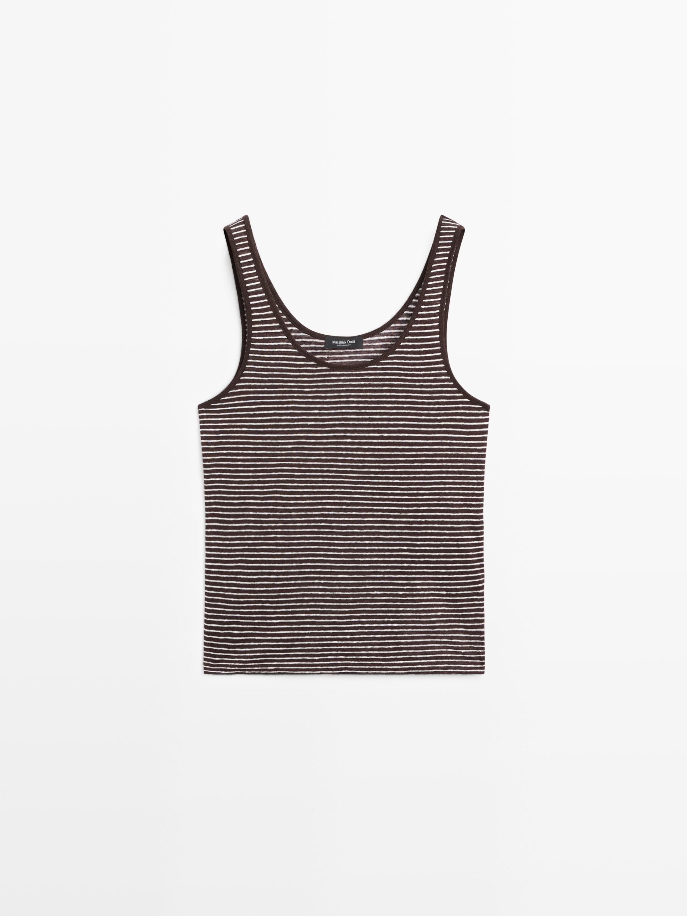 Striped strappy linen top