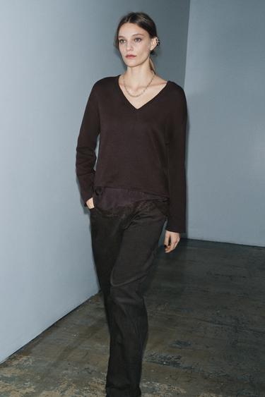 HAUT BIMATIÈRE EN DENTELLE - Marron de Zara - Image 3