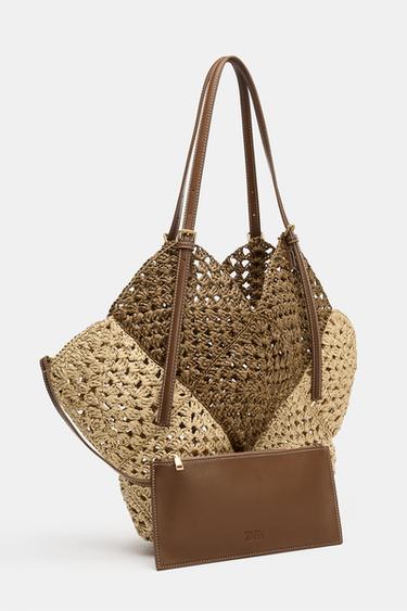 BRAIDED TOTE BAG - Light beige by Zara