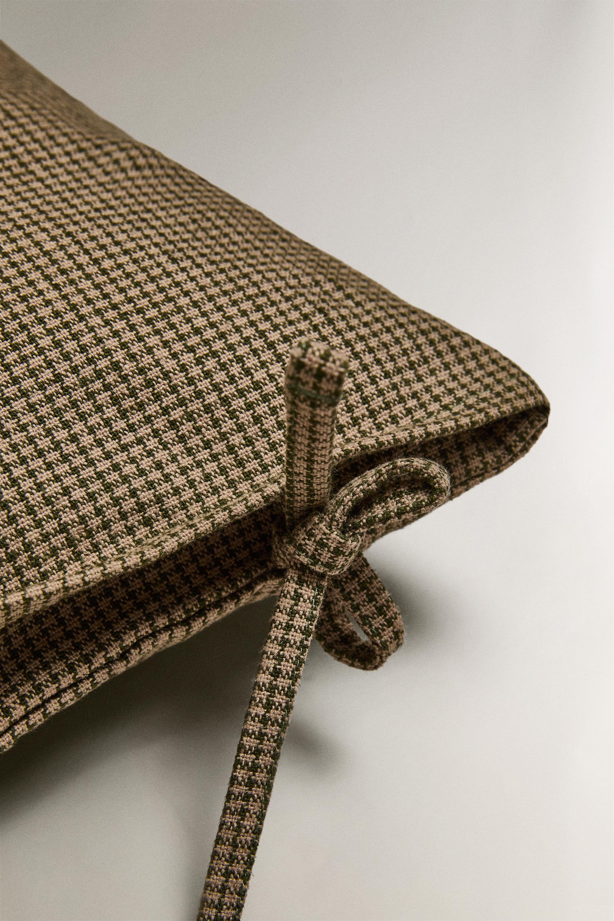 COTTON AND LINEN CHECK CHRISTMAS THROW PILLOW COVER