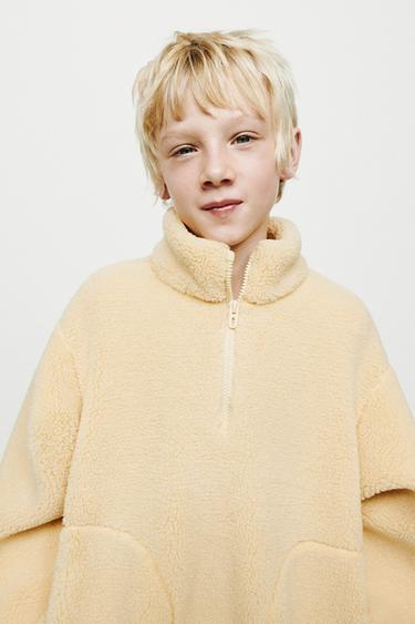 FAUX SHEARLING ZIP-UP SWEATSHIRT - Yellow by Zara