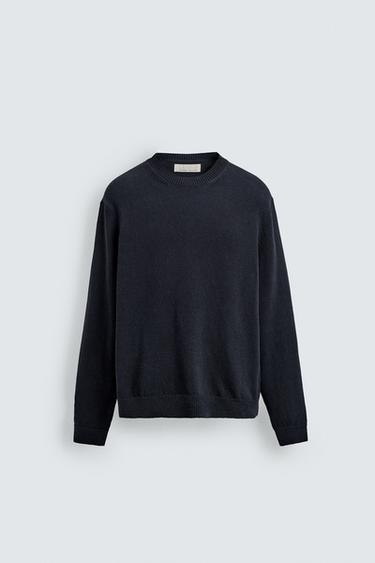 REGULAR FIT COTTON/LINEN JUMPER - Dark navy by Zara