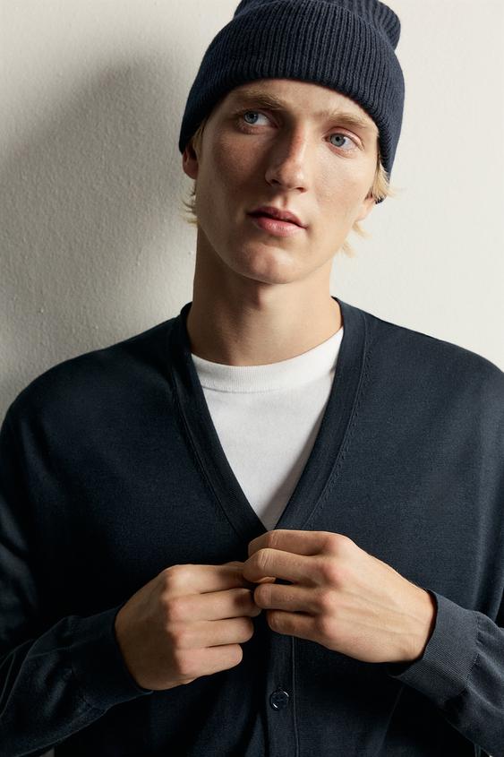 100% WOOL KNIT BEANIE - Dark navy by Zara - Image 0