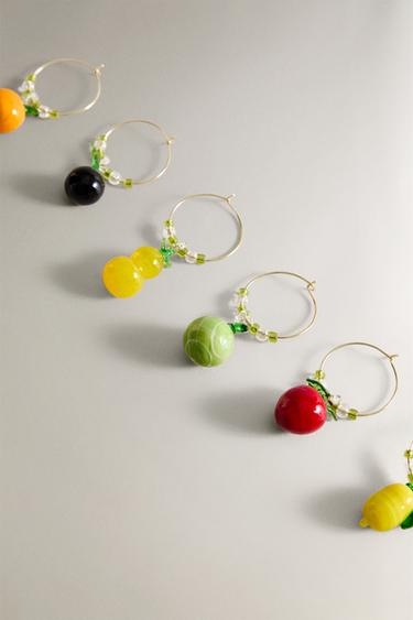 PACK OF GLASS FRUIT GLASS MARKERS (PACK OF 6) - Printed by Zara - Image 1
