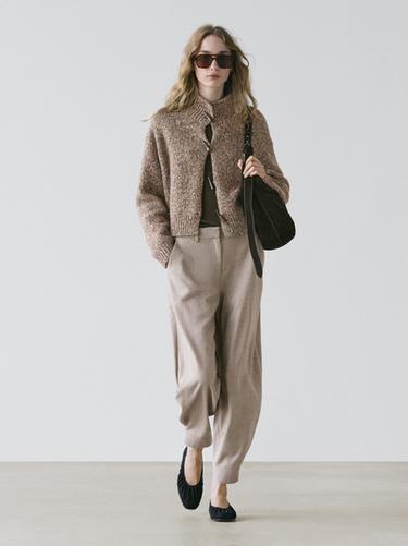 Pantalon bouffant avec boucle - Vison de Zara - Image 0