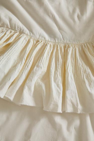 FRILLED COTTON QUILTED BEDSPREAD - Oyster-white by Zara