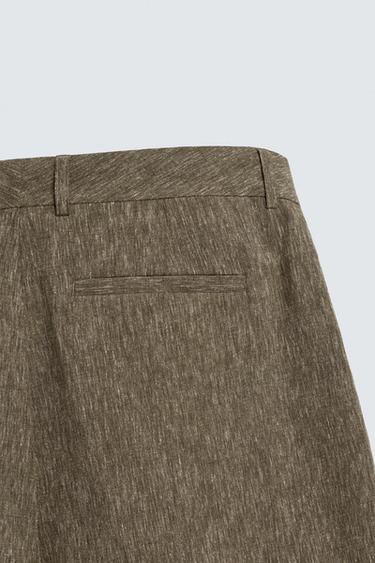 RELAXED FIT PLEATED BERMUDA SHORTS - Khaki by Zara - Image 9