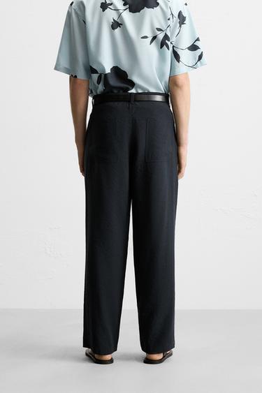 RELAXED FIT PLEATED TROUSERS - Navy blue by Zara - Image 2
