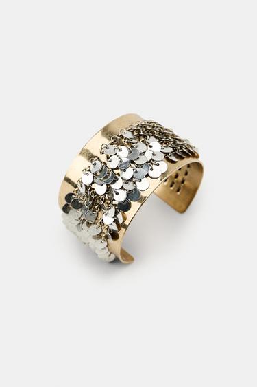 RIGID CONTRAST SEQUIN BRACELET - Gold / Silver by Zara - Image 2