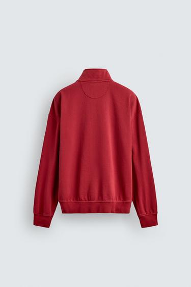 CONTRAST WAFFLE POLO SWEATSHIRT - Dark red by Zara