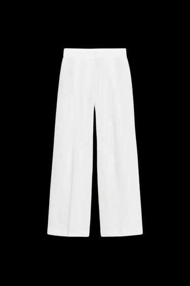 Zara PLEATED LINEN BLEND PANTS ZW COLLECTION - White - Image 0