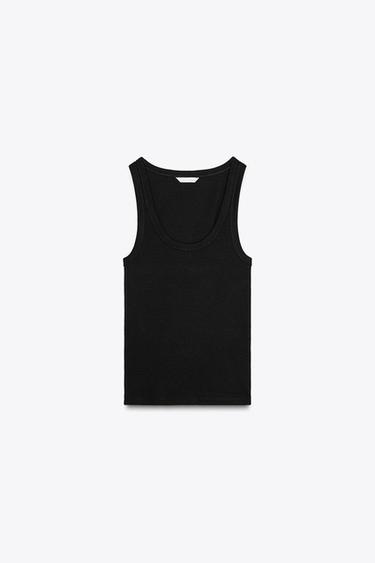TRÄGERTOP MIT RIB-MUSTER - Schwarz von Zara - Bild 0