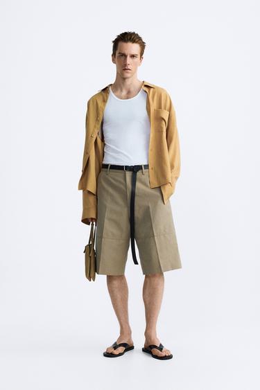 ШОРТЫ OVERSIZE-FIT — СЕРО-КОРИЧНЕВЫЙ от Zara — изображение 0