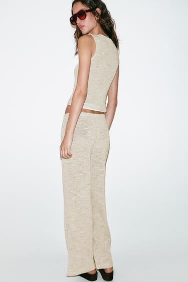 PANTALON LARGE TEXTURÉ - Gris de Zara - Image 4